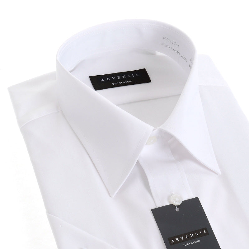 【半袖】定番の白<br>レギュラーカラーシャツ<br>形態安定