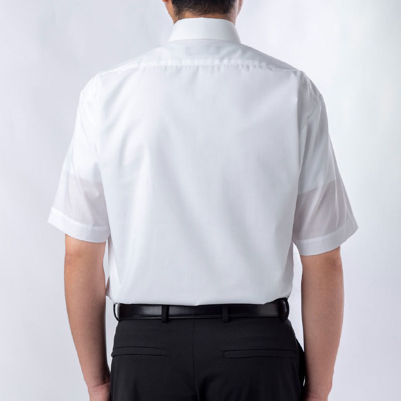【半袖】定番の白<br>レギュラーカラーシャツ<br>形態安定