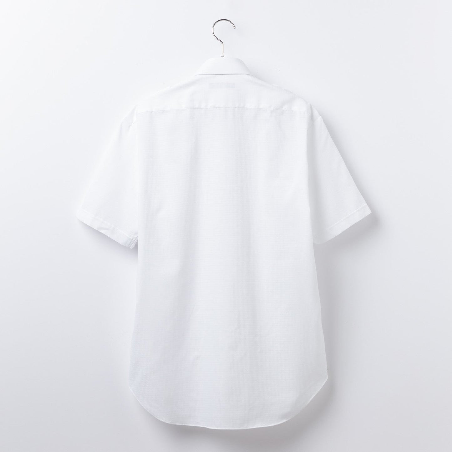【半袖】パイロットシャツ<br>形態安定<br>幾何学柄白ドビー