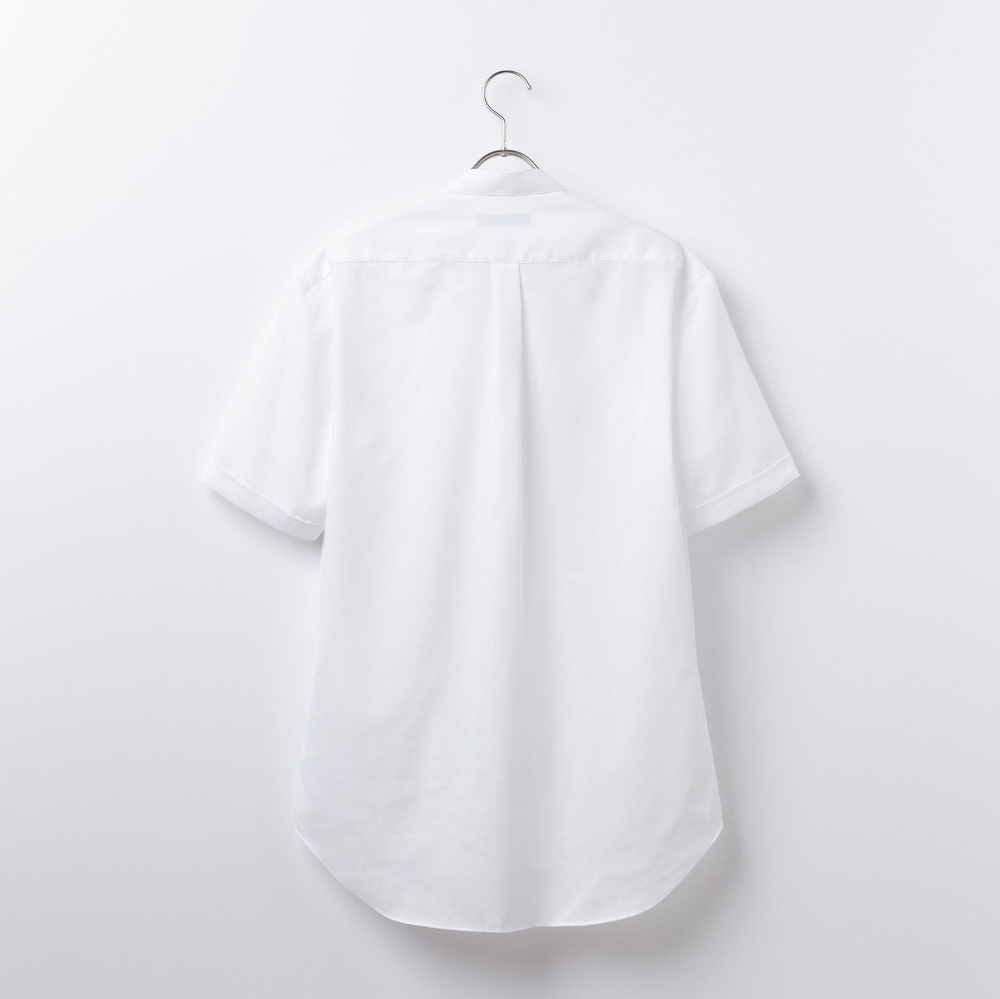 【半袖】形態安定シャツ<br>スタンドカラー<br>チェック白ドビー
