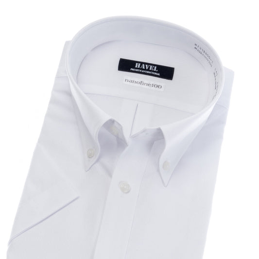 【半袖】99.9%細菌をカット<br>部屋干し対応ワイシャツ<br>高級感のある白ドビー