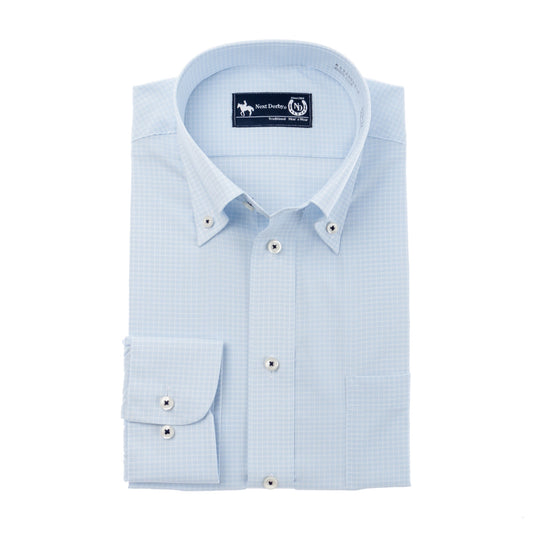 超軽量で重ね着でもラク♪<br>ストレッチ*ドライ*形態安定<br>サックスチェック