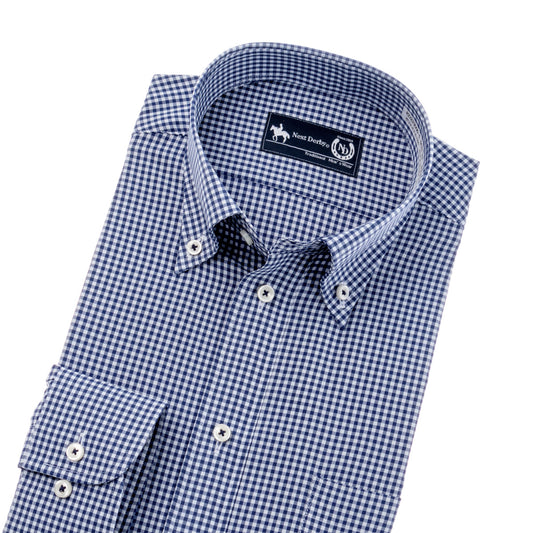 超軽量で重ね着でもラク♪<br>ストレッチ*ドライ*形態安定<br>ネイビーチェック