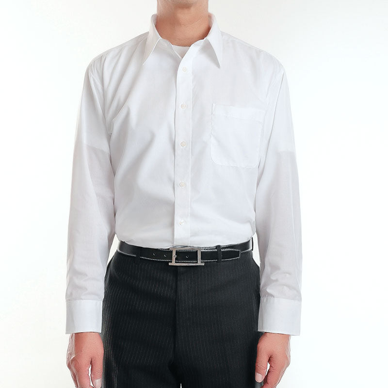 定番の白【Lサイズ】<br>レギュラーカラーシャツ<br>形態安定 長袖