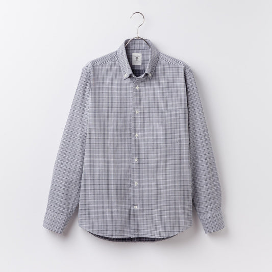 日本製 Premium|綿100%<br>大人きれいめカジュアル<br>上品なネイビーチェックドビー