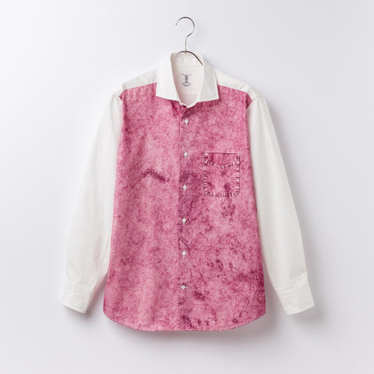 日本製 Premium|綿100%<br>デニム風パターンシャツ<br>しっかりとした生地感のタイプライター