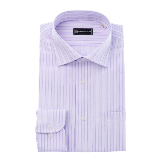ブライトカラー【パープル】<br>映えるストライプドビー<br>形態安定 長袖