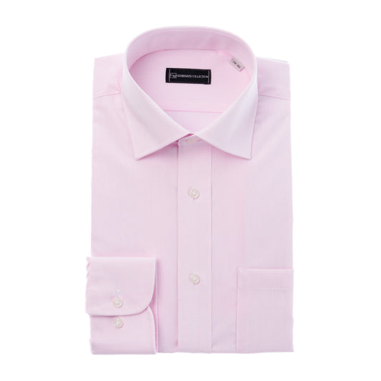 ブライトカラー【ピンク】<br>立体感のあるヘリンボーンドビー<br>形態安定 長袖