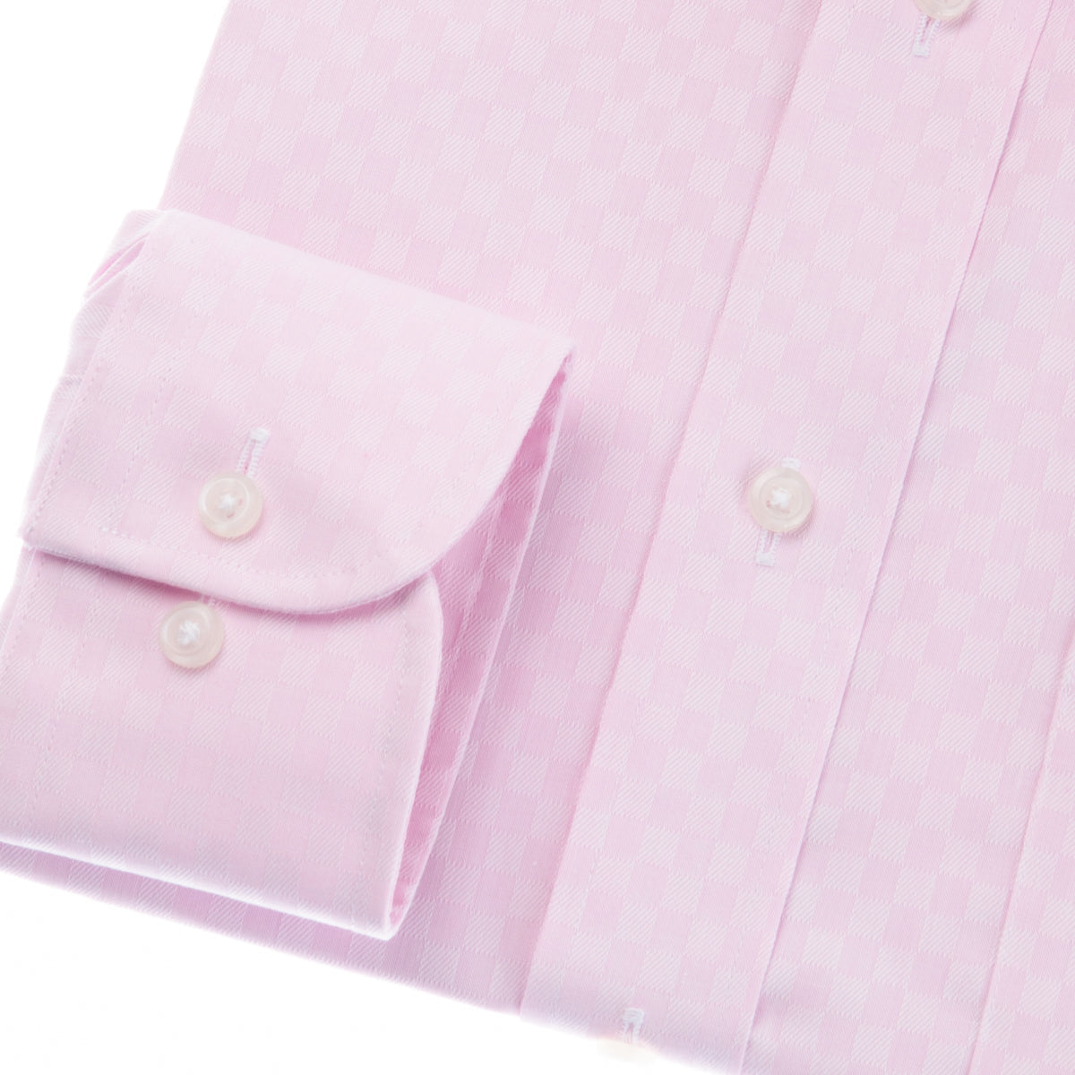 ブライトカラー【ピンク】<br>光沢のある市松柄ドビー<br>形態安定 長袖