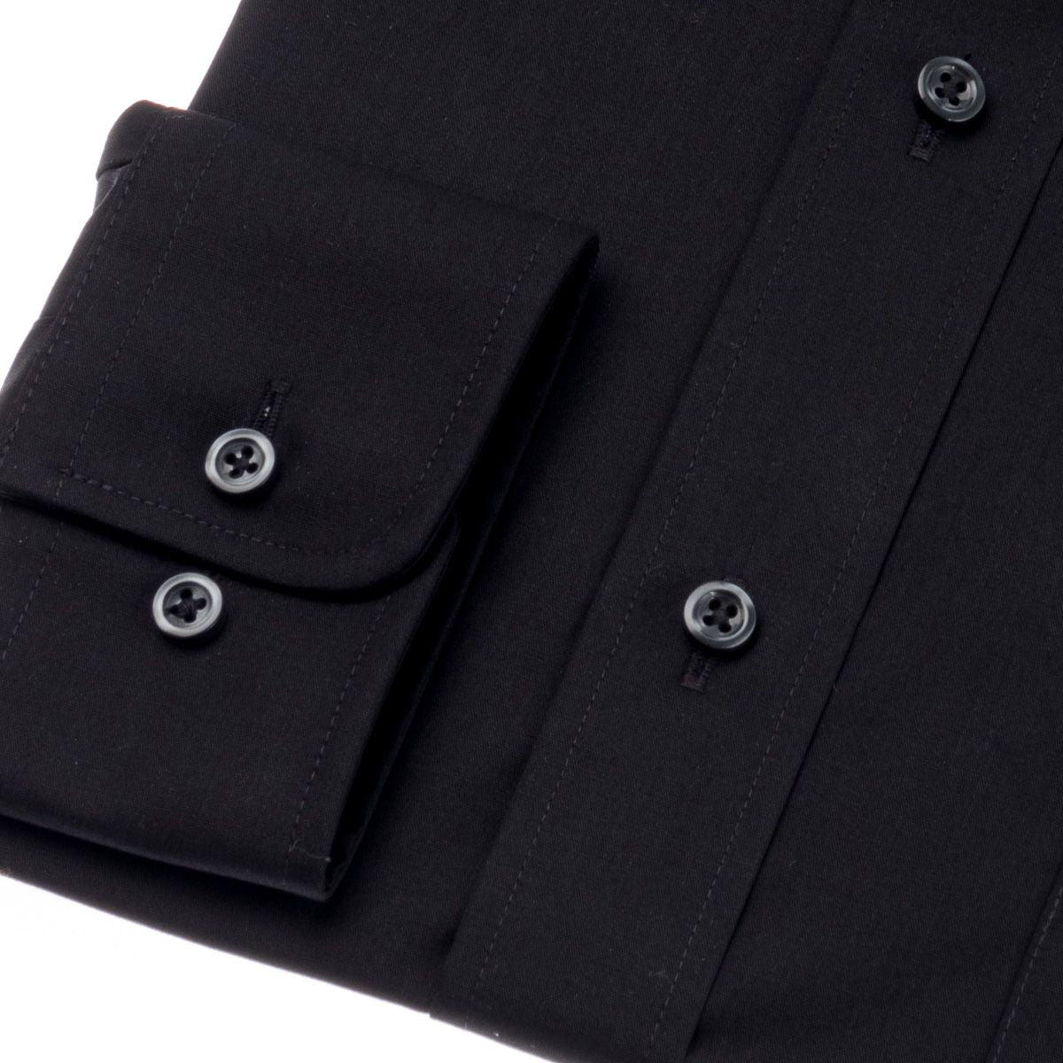【レギュラーカラー】<br>黒ブロードワイシャツ<br>形態安定 長袖