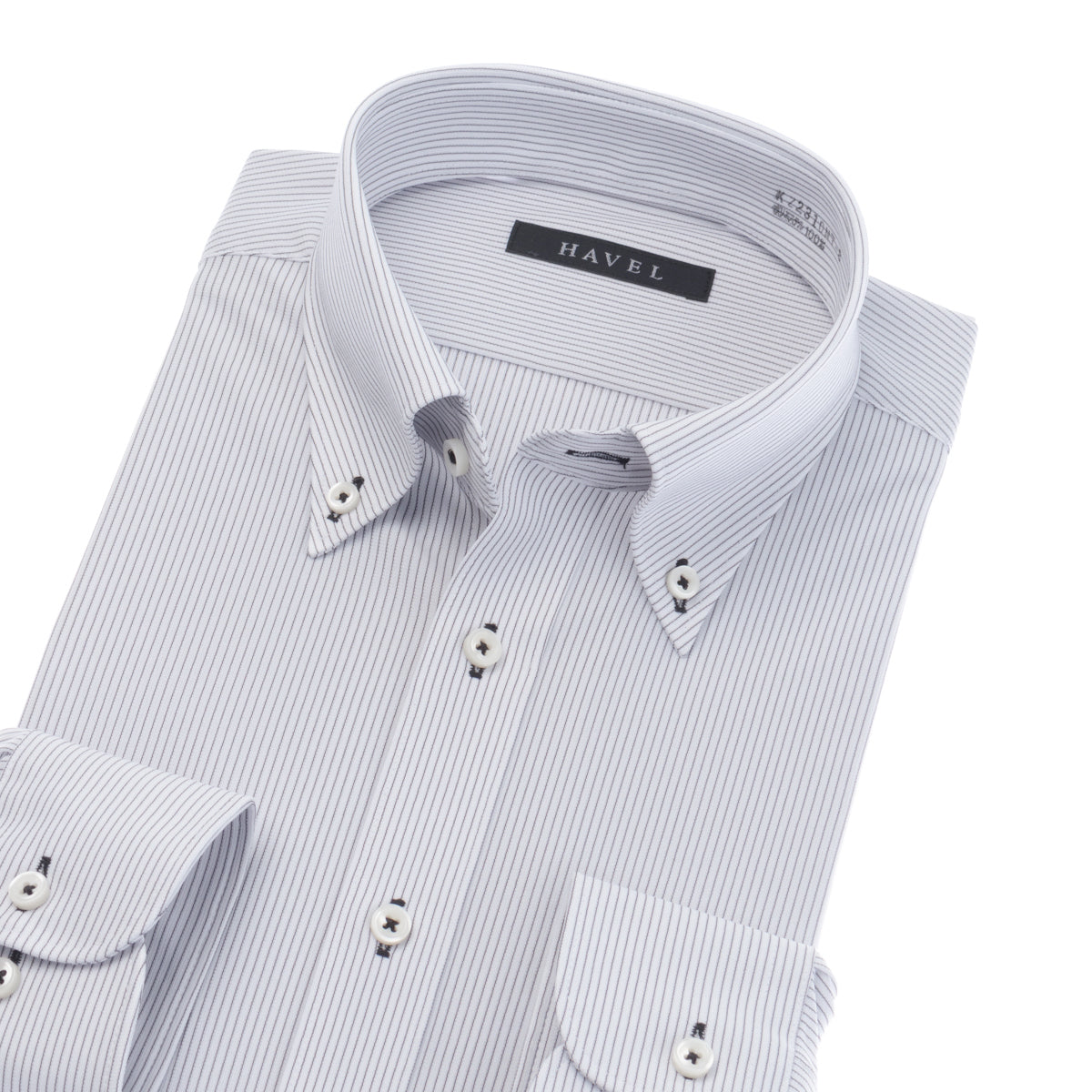 洗って干すだけのノンアイロン<br>黒ストライプ|ボタンダウン<br>お手入れらくらくニットシャツ