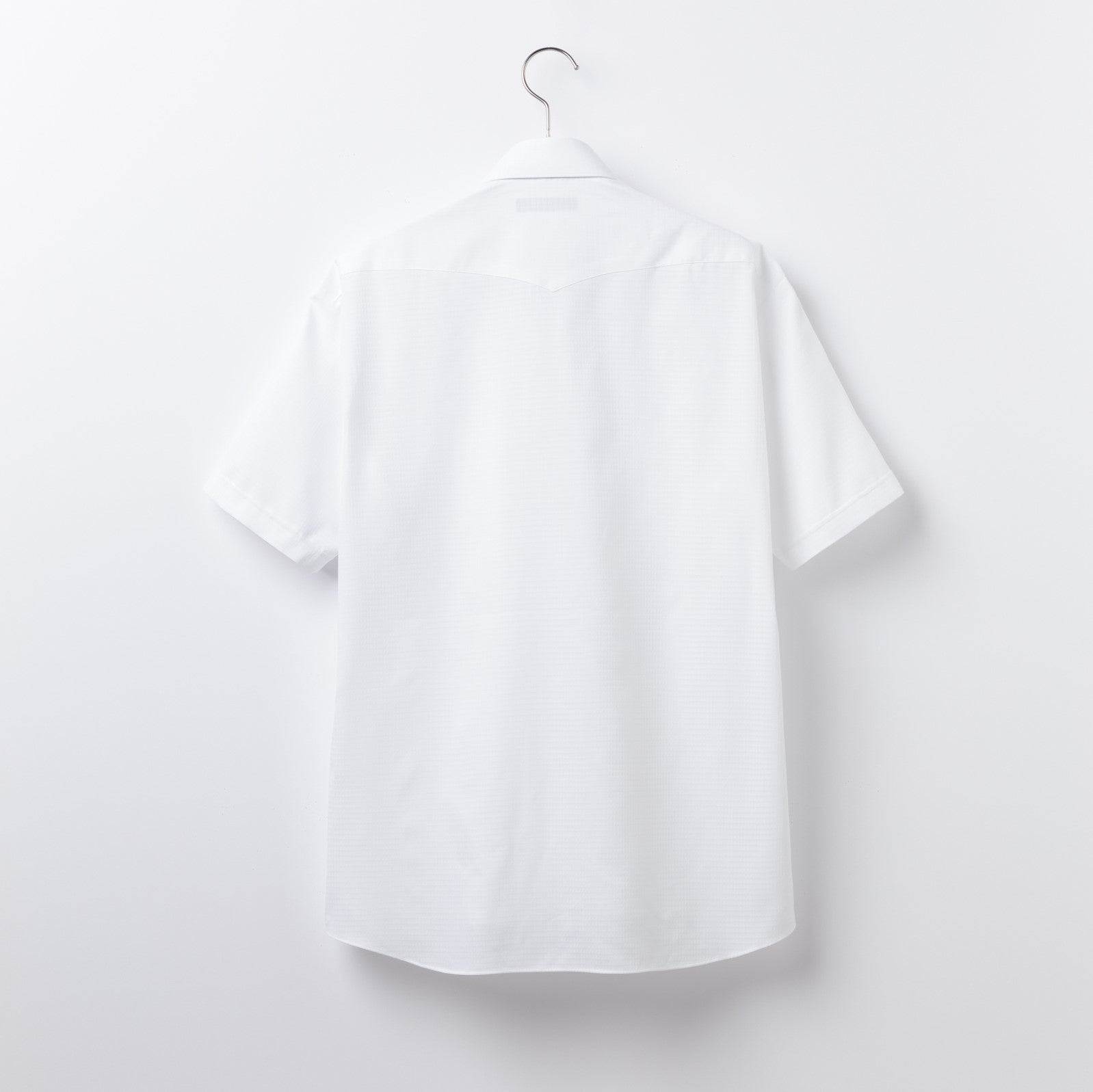 【半袖】ウエスタンヨークシャツ, 形態安定 裾出し兼用丈, 幾何学柄白ドビー