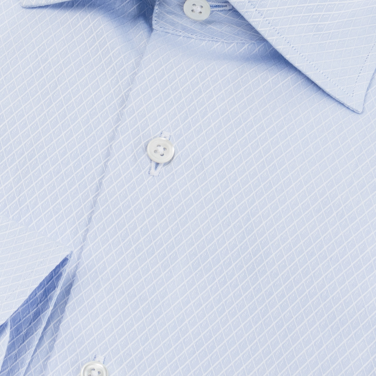 日本製 Premium<br>綿100％サックスカラー 上品な織柄<br>超長綿・ドビー織・長袖