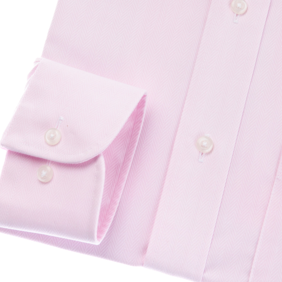 ブライトカラー【ピンク】<br>立体感のあるヘリンボーンドビー<br>形態安定 長袖