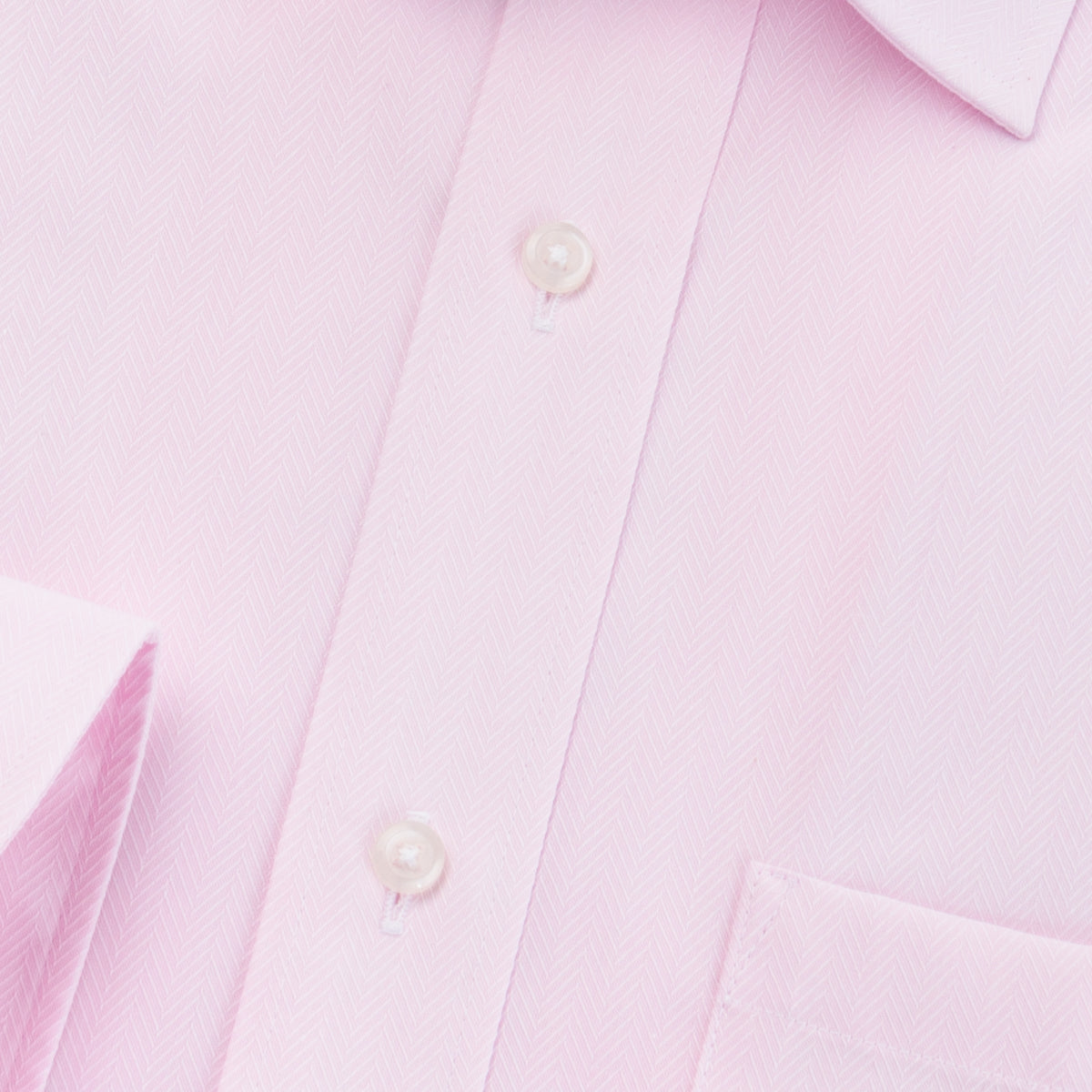 ブライトカラー【ピンク】<br>立体感のあるヘリンボーンドビー<br>形態安定 長袖