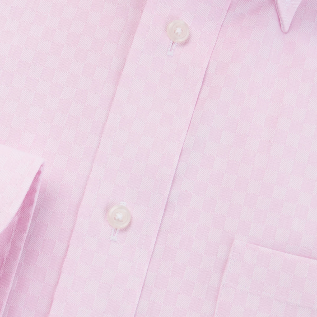ブライトカラー【ピンク】<br>光沢のある市松柄ドビー<br>形態安定 長袖