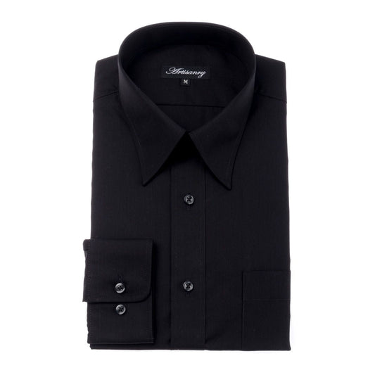 【レギュラーカラー】<br>黒ブロードワイシャツ<br>形態安定 長袖