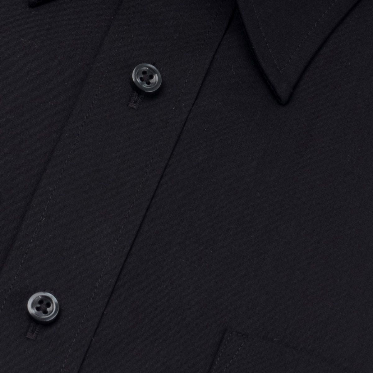 【レギュラーカラー】<br>黒ブロードワイシャツ<br>形態安定 長袖