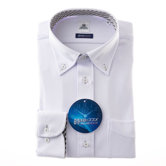 肌見えガードで好感度アップ!<br>ノンアイロン|ストレッチ<br>快適ニットシャツ【パープル】